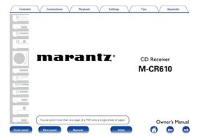 Marantz MCR610 Audio/Video Receiver Operating Manual